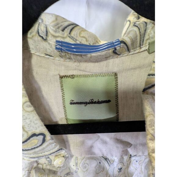 Tommy Bahama Hawaiian Shirt  Short Sleeve Button Front Linen Floral Beige Men's - Picture 3 of 5